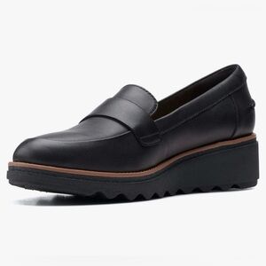 Clarks Sharon Gracie Black Leather Loafers‎ Women’s 10M Ultimate Comfort
